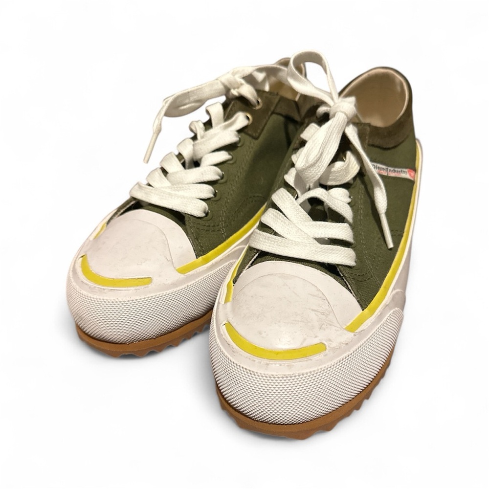 Diesel Green and White Athletic Shoes